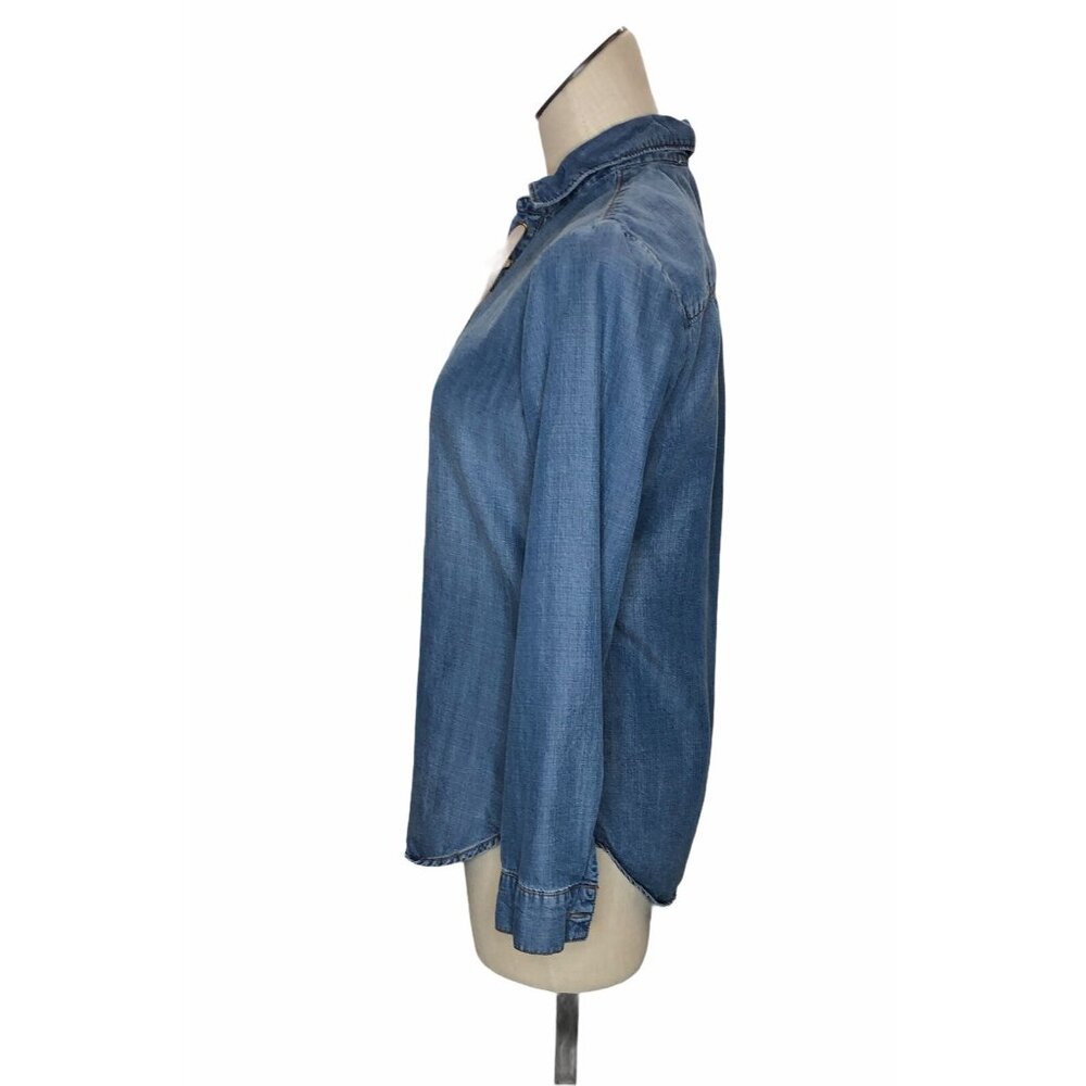 Workshop Republic Jean Shirt Womens S Tencil Blue Denim Top Pullover Boho Long S - Picture 6 of 9